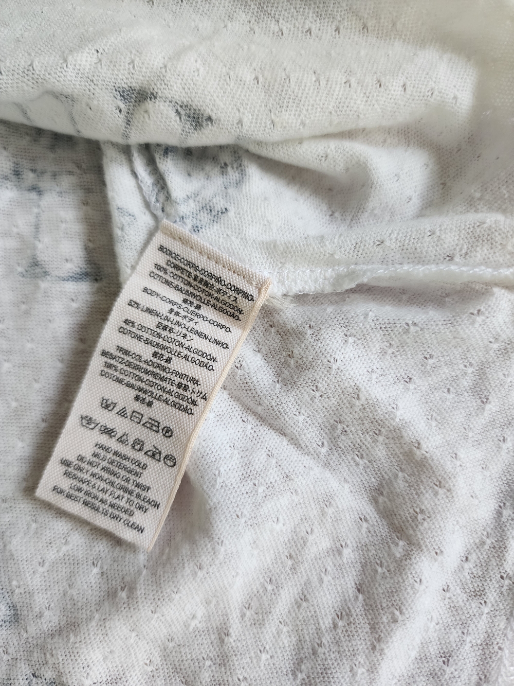 FREE PEOPLE | White Crochet Halter Tank Top with Navy Print - Picture 12 of 13